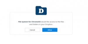 Screenshot dell'integrazione di Dropbox con Chrome OS